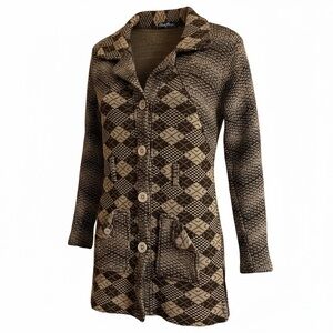 Pink Berry Brown Checkered Cardigan